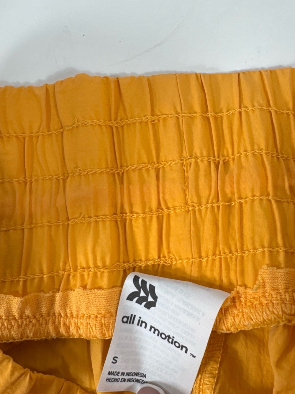 Women's Orange Athletic Shorts with Smocked Waist - Picture 5 of 5